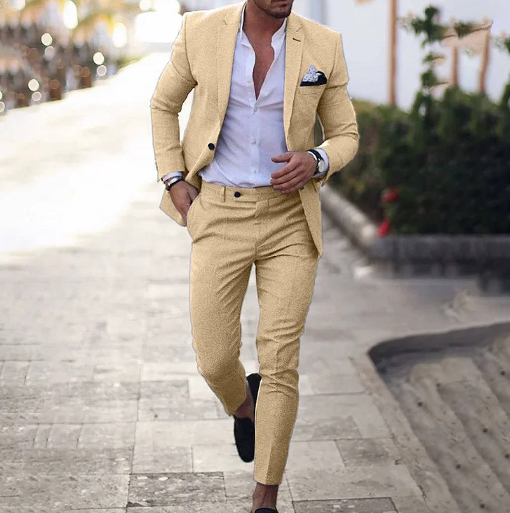 TrendAura Mens Navy Slim Fit Suit For Formal Business Wear Jacket And Trousers Set