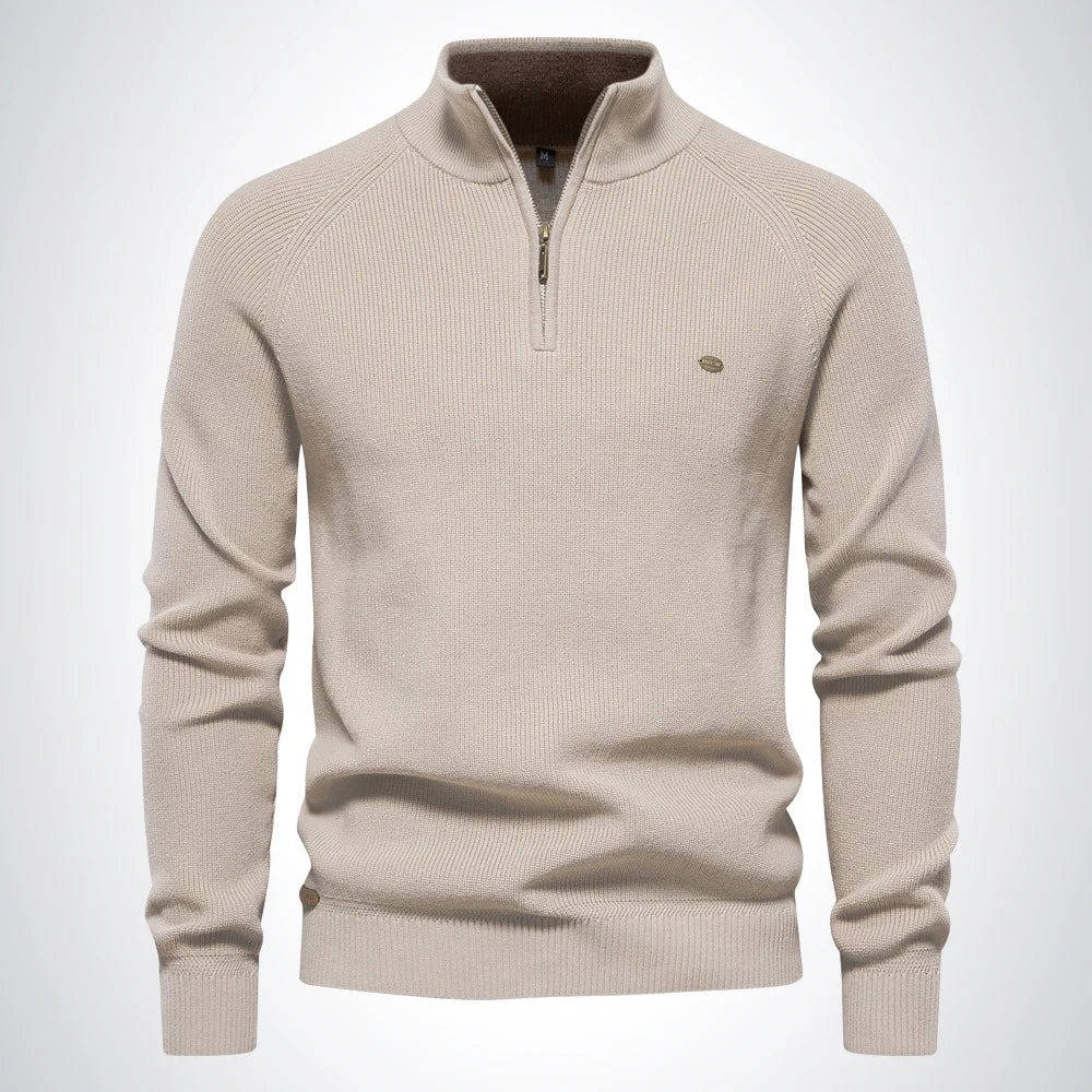 TrendAura Men's Quarter Zip Sweater Cotton Polyester Blend Classic Knit Casual Office Wear