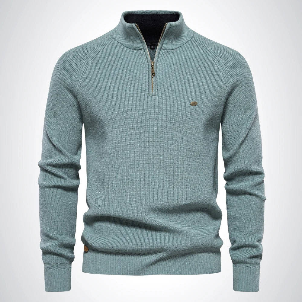 TrendAura Men's Quarter Zip Sweater Cotton Polyester Blend Classic Knit Casual Office Wear