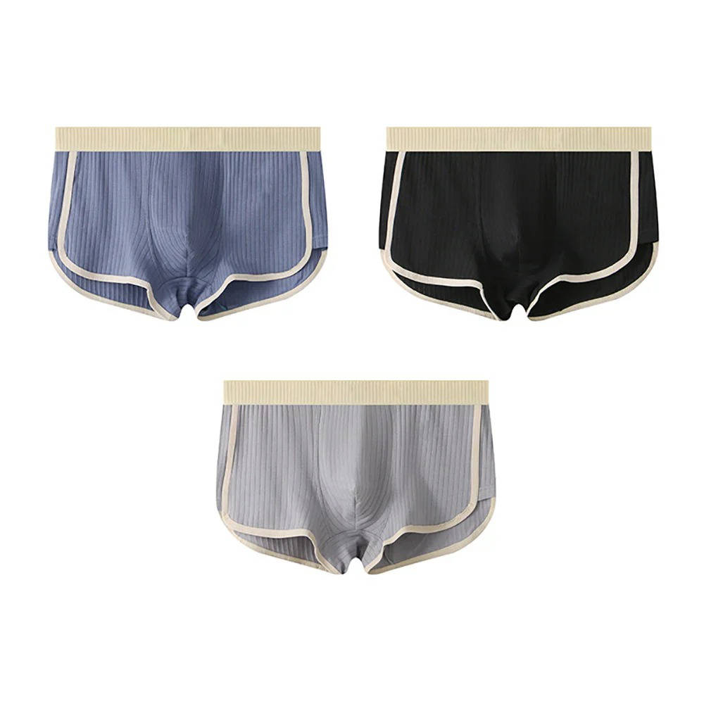 TrendAura Mens Breathable Boxer Briefs 4 Pack Ribbed Knit Comfort All Day Wear For Men