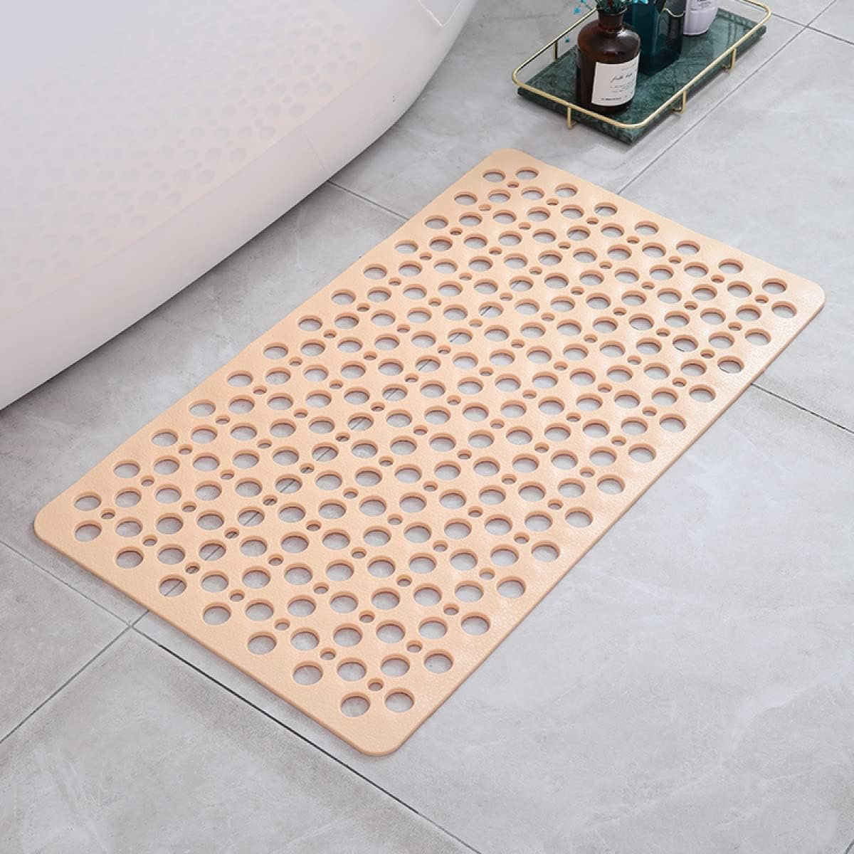 Secure Suction Shower Mat Antibacterial Slip Resistant Bath Mat For Seniors And Caregivers