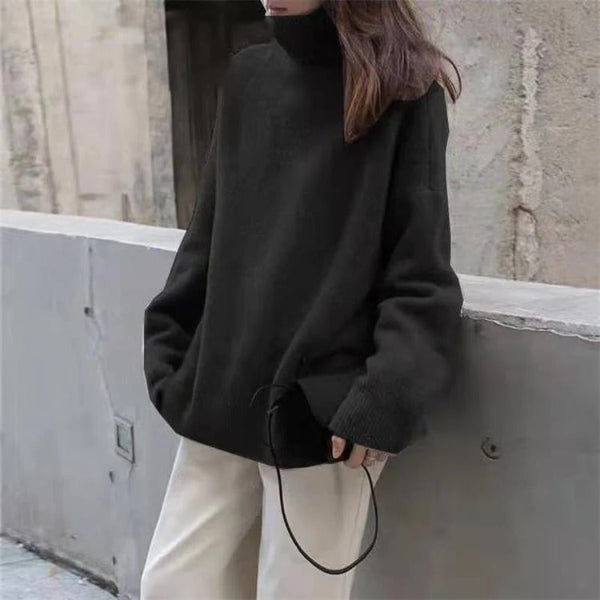 Women’s Turtleneck Sweater – Oversized Fit – Soft Wool – Ribbed Cuffs & Hem