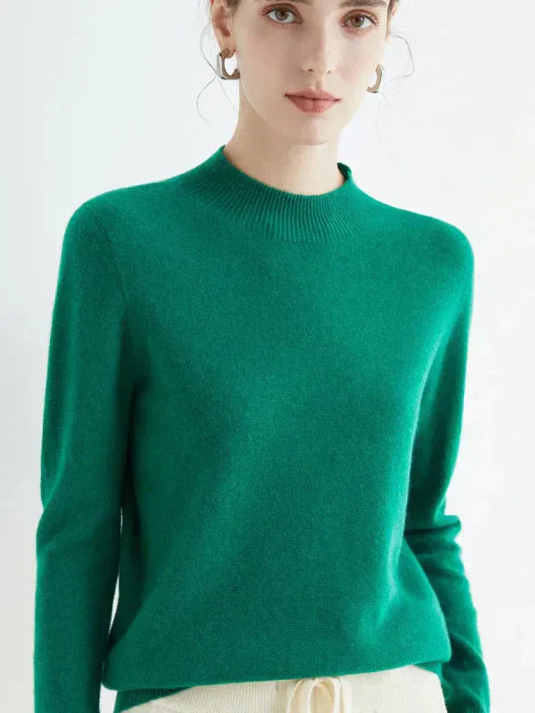 Women’s Pullover Sweater – Wool Blend – Regular Fit – Long Sleeve – Ribbed Crew Neck