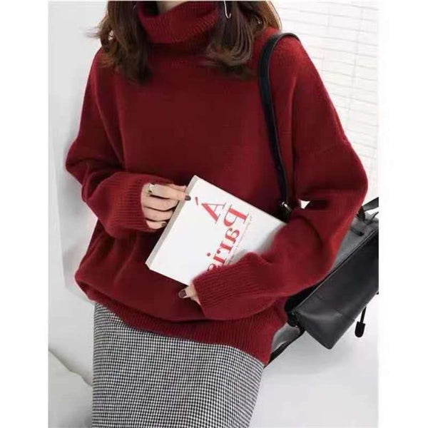 Women’s Turtleneck Sweater – Oversized Fit – Soft Wool – Ribbed Cuffs & Hem