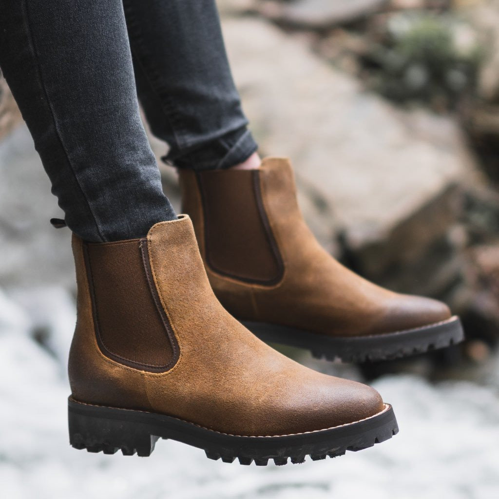 Women's Ankle Boots with Chunky Lug Sole and Versatile Style