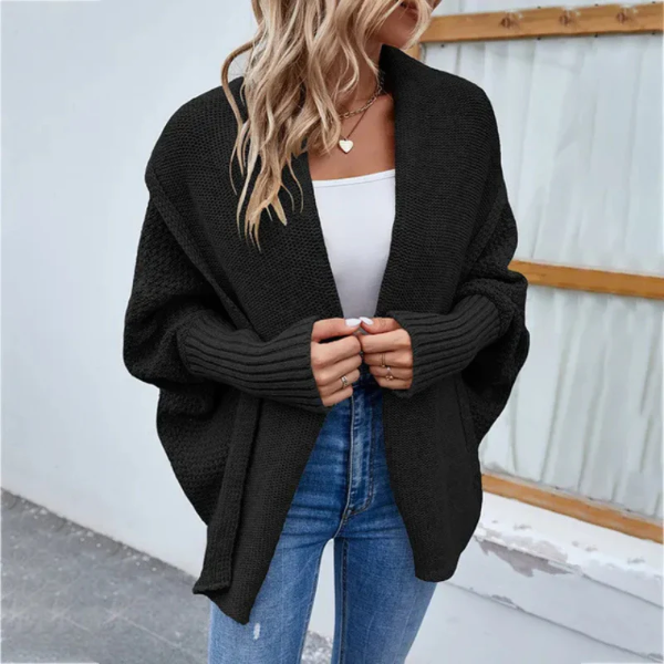 Women’s Knit Cardigan – Oversized Fit – Chunky Texture – Open Front – Long Sleeves