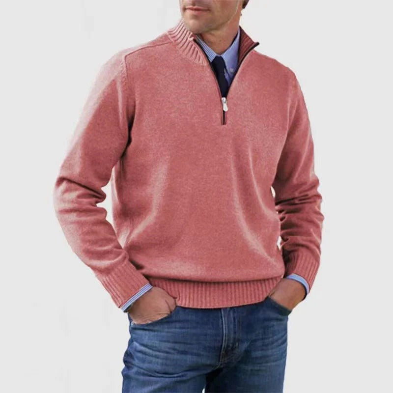 Mens Quarter Zip Sweater for Business Casual Office Attire Sharp Professional Look Knit Pullover by TrendAura