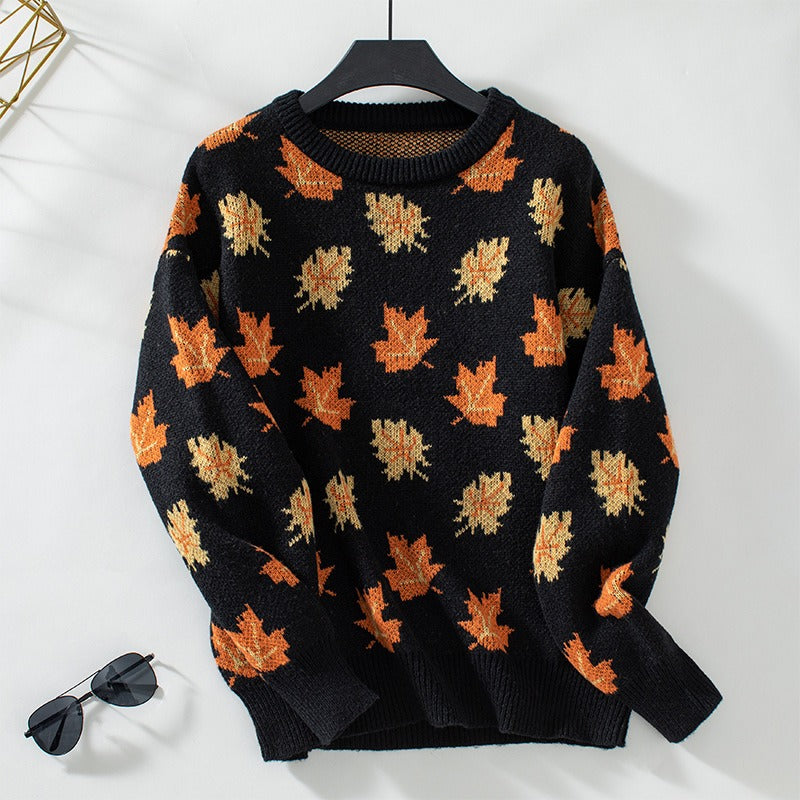 Women’s Sweatshirt - Knitted Fabric - Relaxed Fit - Crew Neck - Ribbed Cuffs