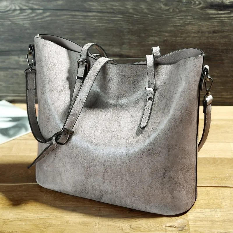TrendAura Womens Vintage Leather Tote Bag - Timeless Style In Rich Full Grain Leather For Everyday Use