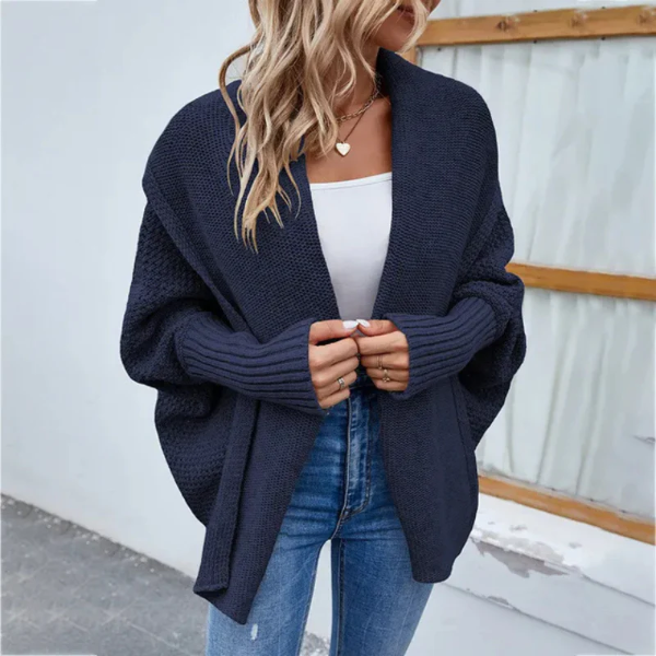 Women’s Knit Cardigan – Oversized Fit – Chunky Texture – Open Front – Long Sleeves