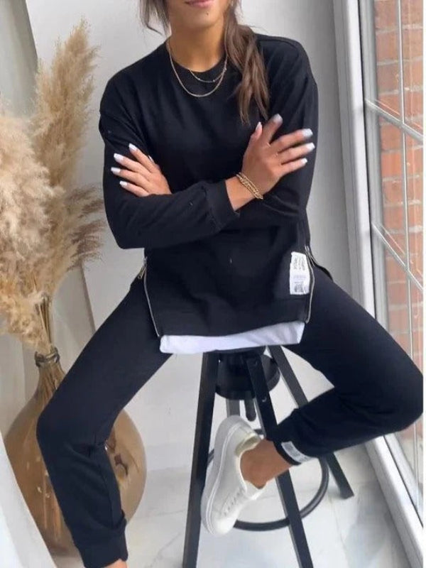 Women’s Two-Piece Loungewear Set – Oversized Sweatshirt – Tapered Joggers – Cotton Blend Comfort