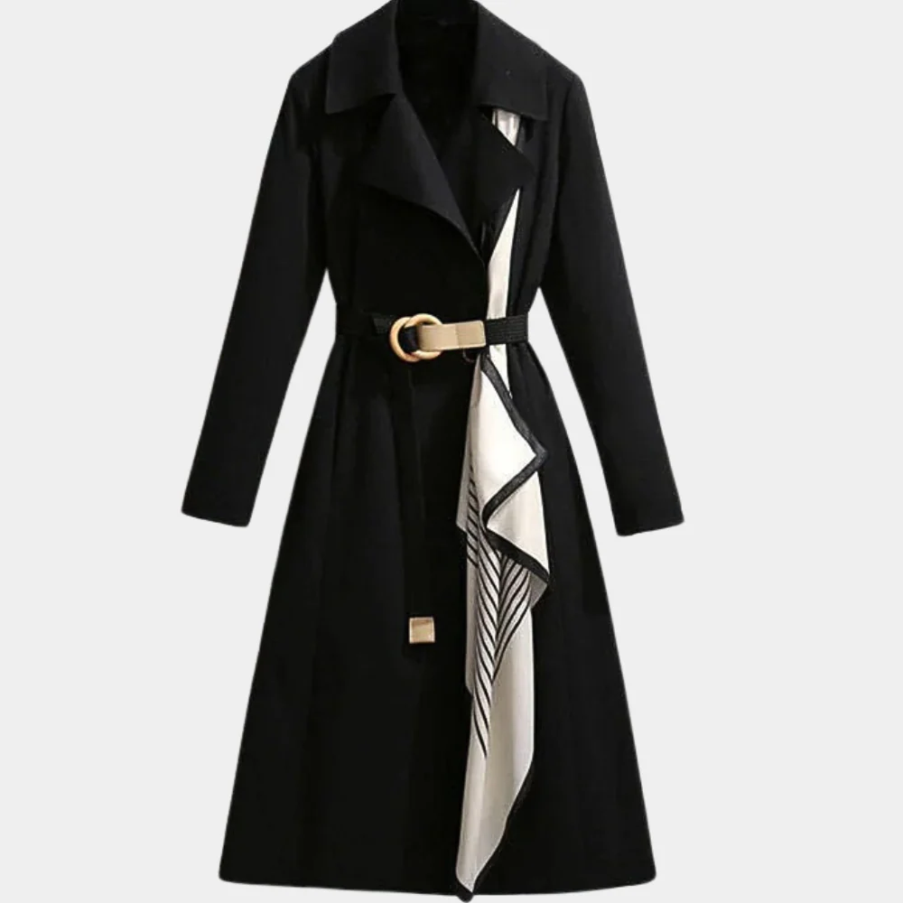 Women’s Trench Coat – Tailored Fit – Belted Waist – Cotton Blend – Full Length Structured