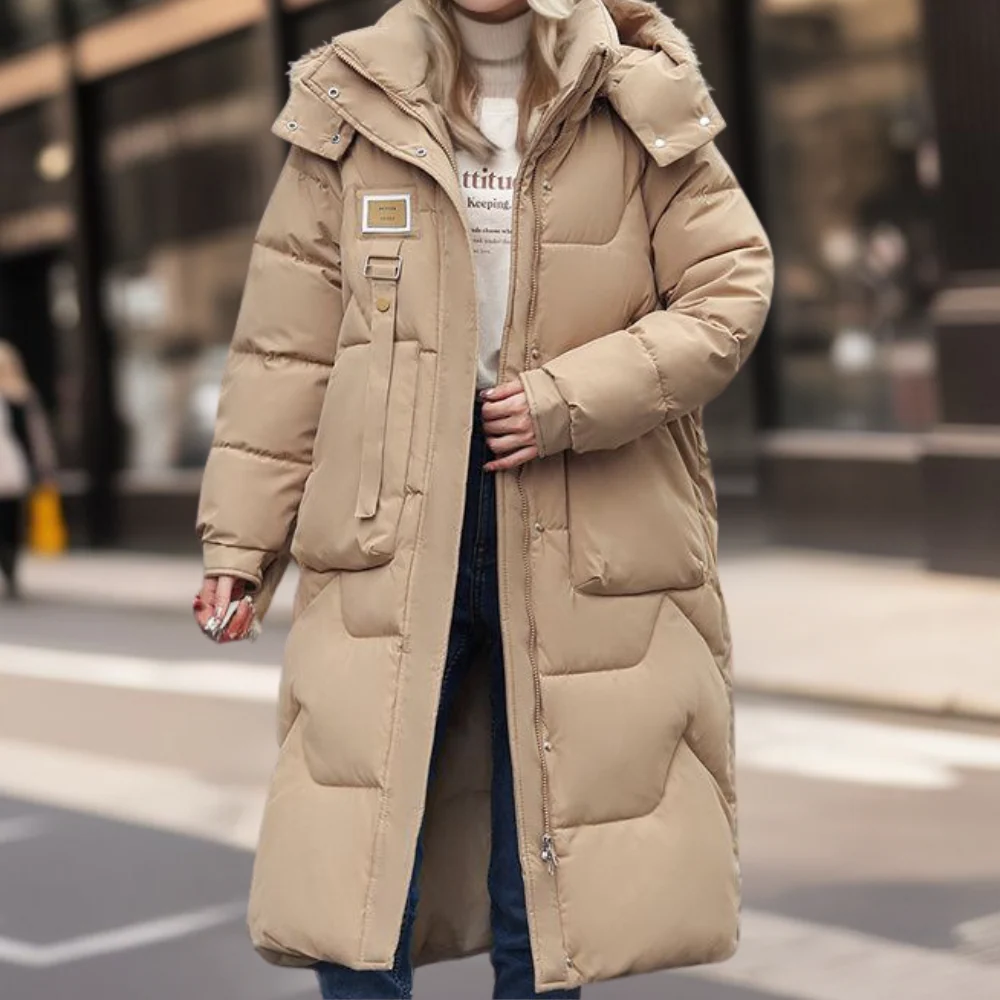 Women’s Quilted Coat – Oversized Fit – Full Length – Hooded – Water-Resistant Warmth