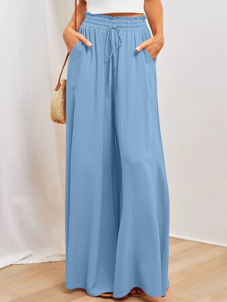 Women’s Maxi Skirt – Relaxed Fit – Pleated Flowing Cotton Blend – Elastic Drawstring Waist