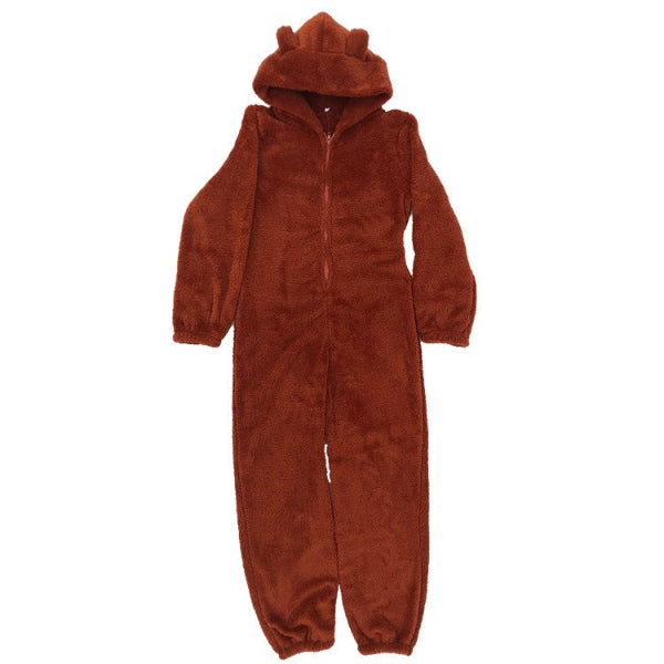 Women’s Onesie – Plush Fuzzy Fabric – Relaxed Fit – Hooded Full Length Loungewear