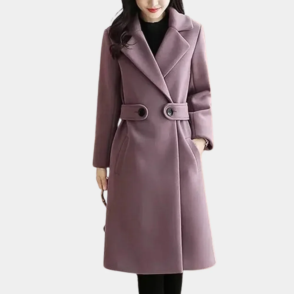 Women’s Wool Coat – Tailored Fit – Knee Length – Single Breasted – Wide Lapel