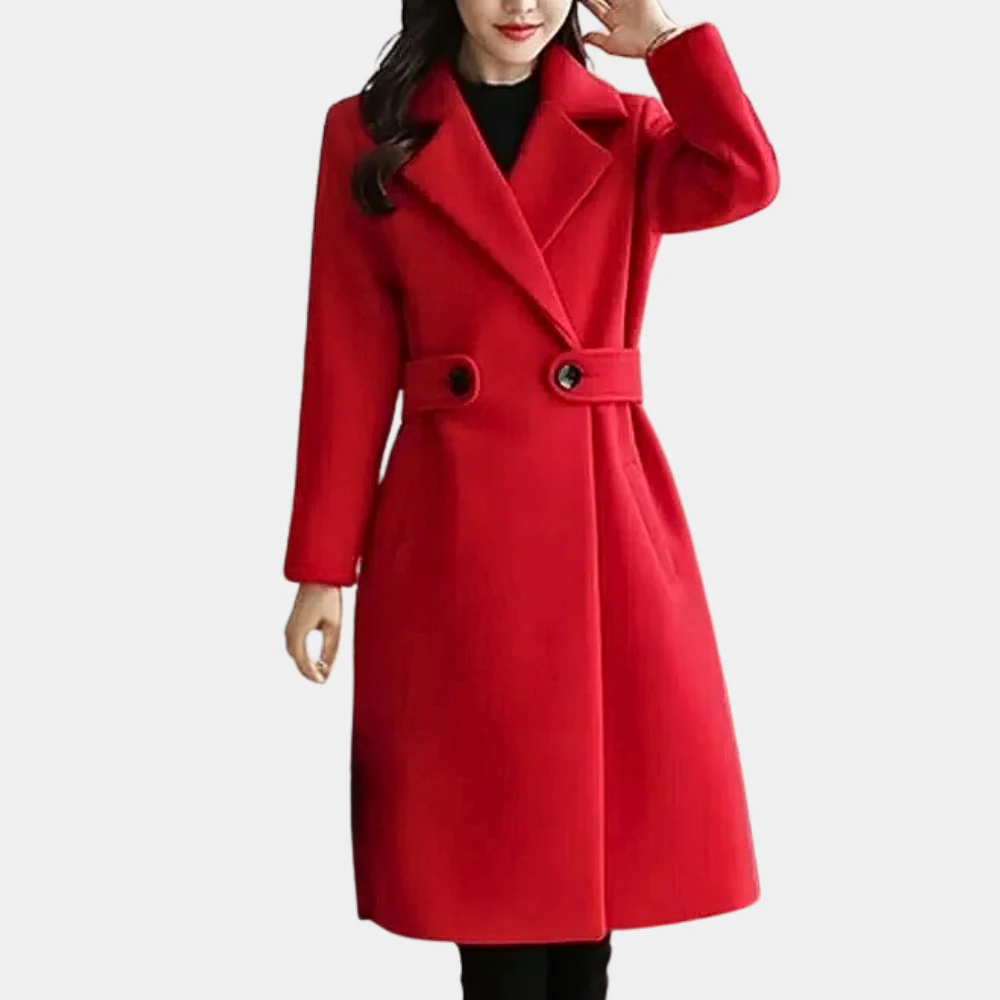 Women’s Wool Coat – Tailored Fit – Knee Length – Single Breasted – Wide Lapel