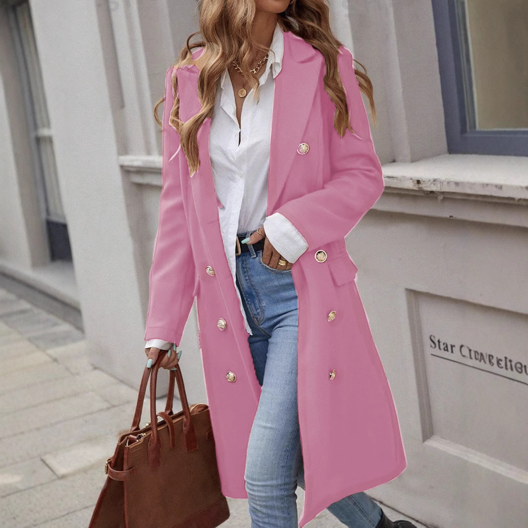TrendAura Nordisk Flair Womens Wool Coat - Tailored Fit Double Breasted Wide Lapel Full Length