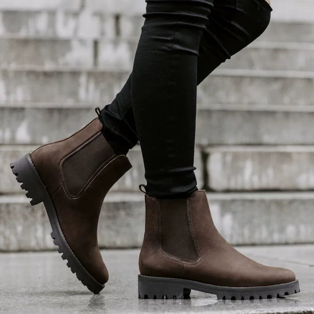 Women's Ankle Boots with Chunky Lug Sole and Versatile Style