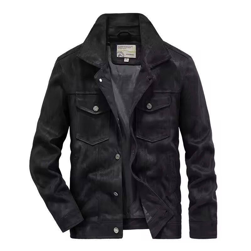 TrendAura Mens Nordisk Flair Suede Look Slim Fit Jacket Button Front Chest Pockets Waist Length