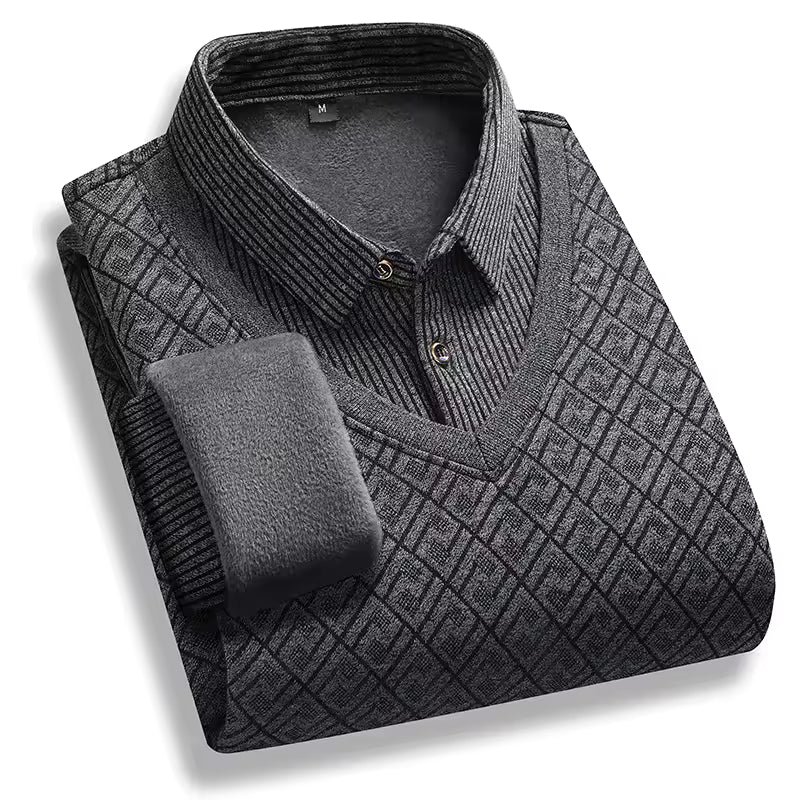 TrendAura Men's Pullover Sweater Thick Knit Fleece Lined Premium Knit Fabric Polo Neck Regular Fit Warm Winter Essential
