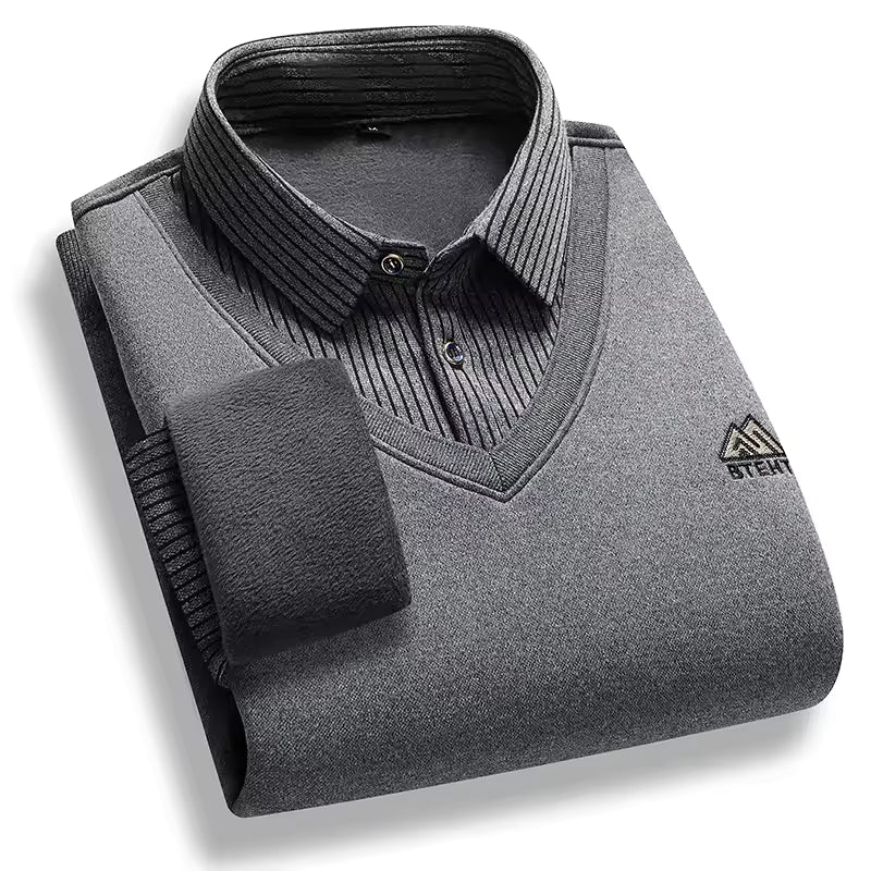TrendAura Men's Pullover Sweater Thick Knit Fleece Lined Premium Knit Fabric Polo Neck Regular Fit Warm Winter Essential