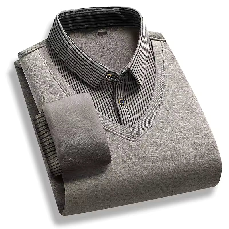 TrendAura Men's Pullover Sweater Thick Knit Fleece Lined Premium Knit Fabric Polo Neck Regular Fit Warm Winter Essential