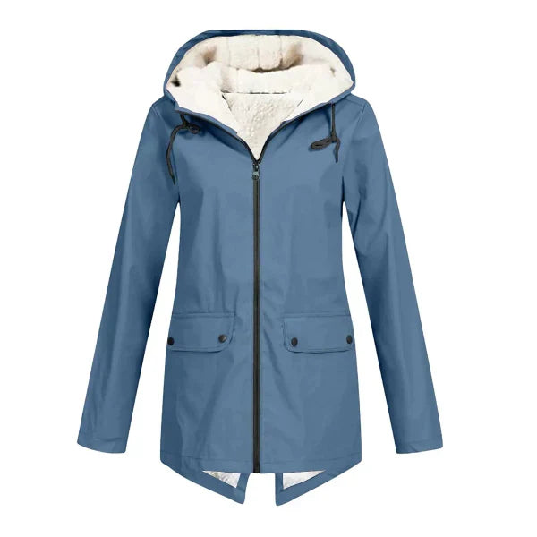 Women’s Trench Coat – Waterproof – Fleece Lined – Tailored Fit – Hooded Mid Length