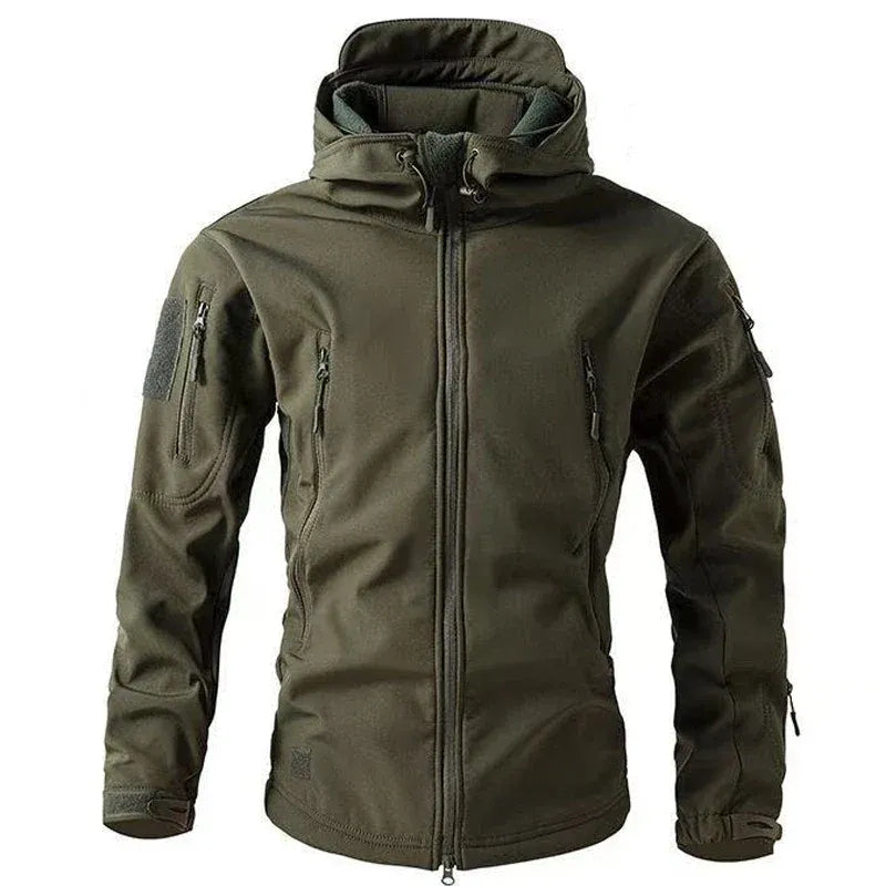 Mens Jacket Regular Fit Water Resistant Outerwear With Adjustable Hood Zippered Pockets