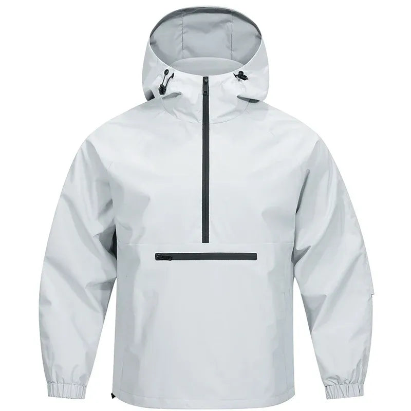 TrendAura Mens Water Resistant Hooded Pullover Hoodie Relaxed Fit Half Zip Zipper Chest Pocket