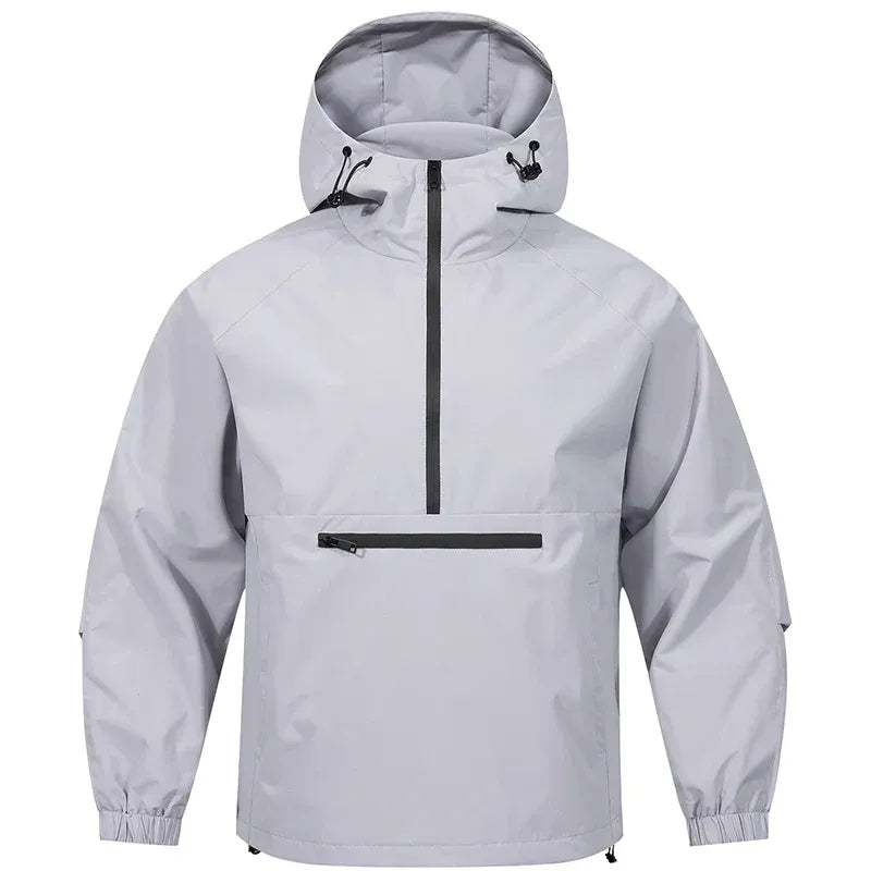 TrendAura Mens Water Resistant Hooded Pullover Hoodie Relaxed Fit Half Zip Zipper Chest Pocket