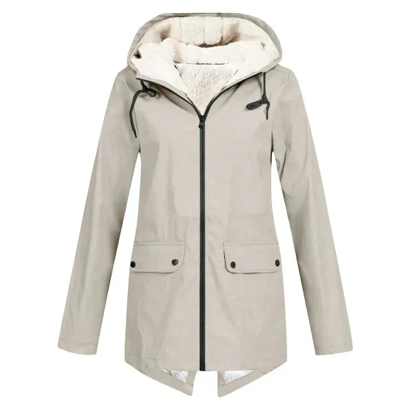 Women’s Trench Coat – Waterproof – Fleece Lined – Tailored Fit – Hooded Mid Length