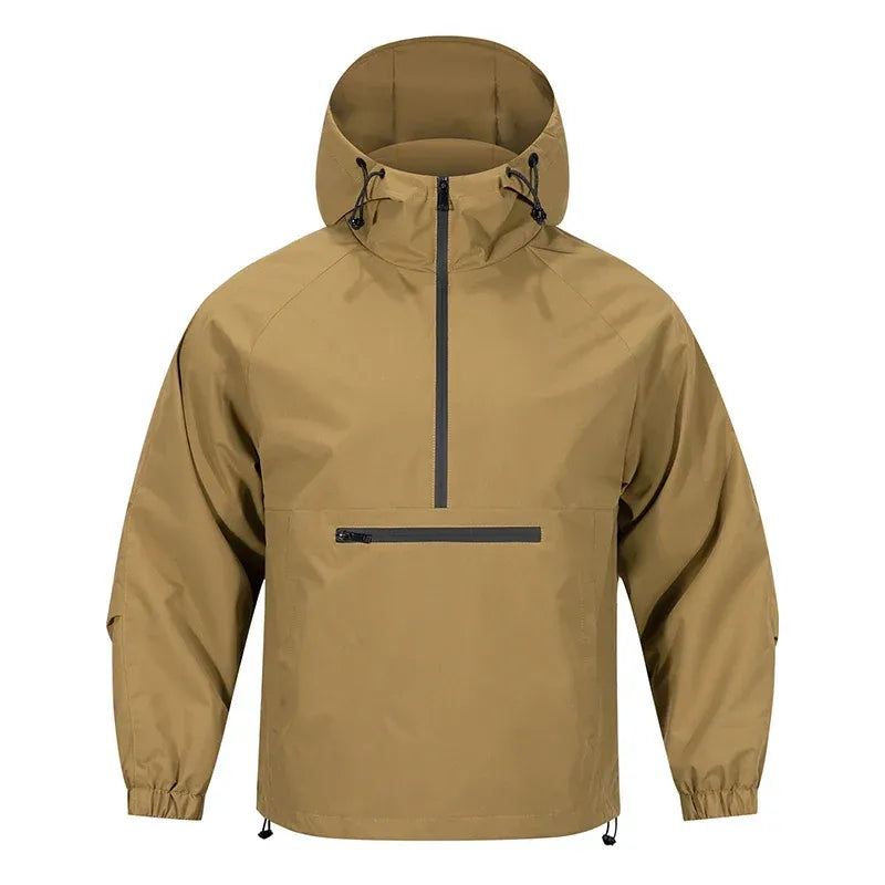 TrendAura Mens Water Resistant Hooded Pullover Hoodie Relaxed Fit Half Zip Zipper Chest Pocket