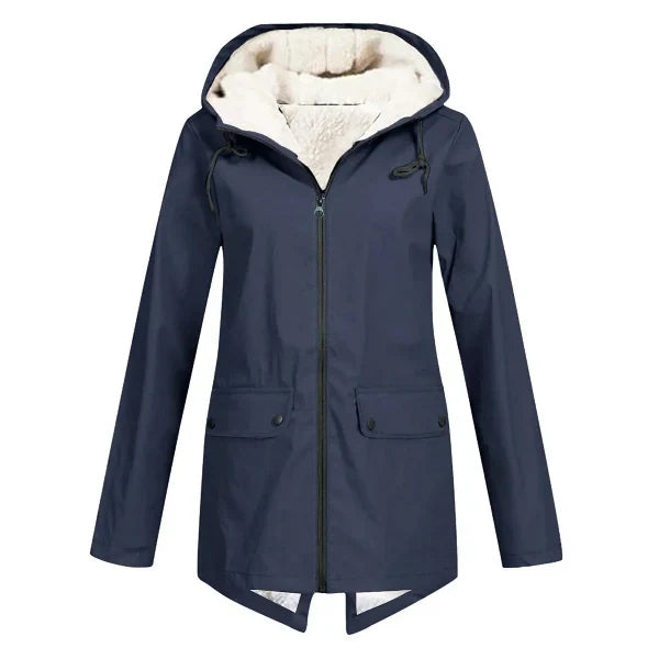 Women’s Trench Coat – Waterproof – Fleece Lined – Tailored Fit – Hooded Mid Length