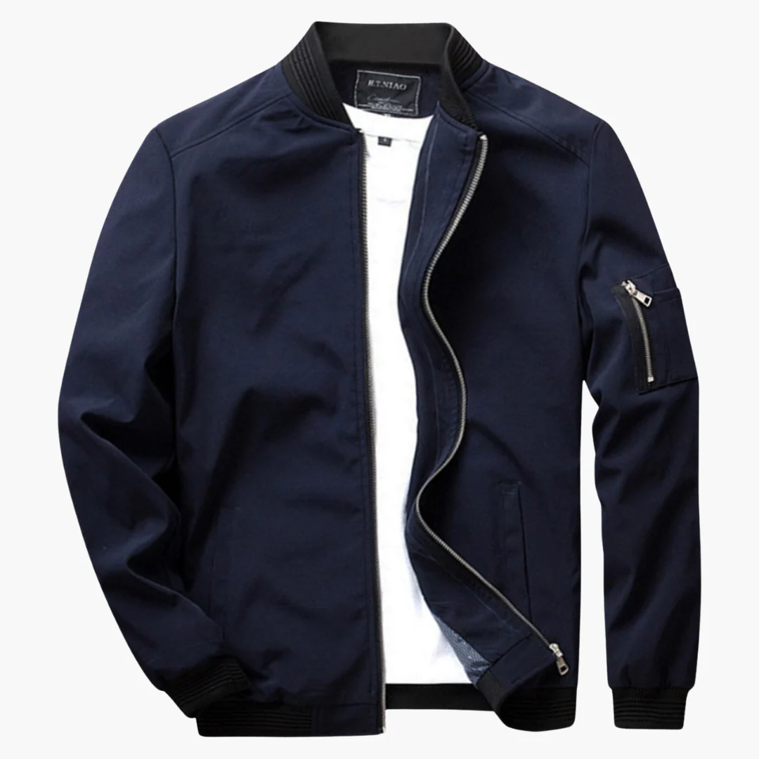 Nordisk Flair Men's Lightweight Bomber Jacket Regular Fit With Ribbed Hem And Cuffs Zip Sleeve Pocket