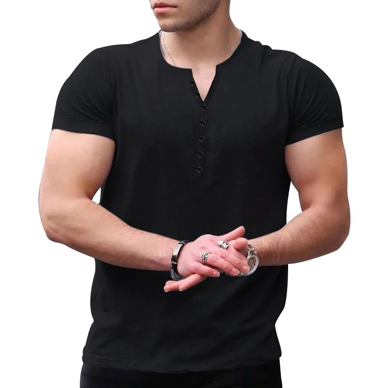 TrendAura Men's Slim Fit Henley T Shirt Soft Knit Short Sleeve Casual Everyday Style
