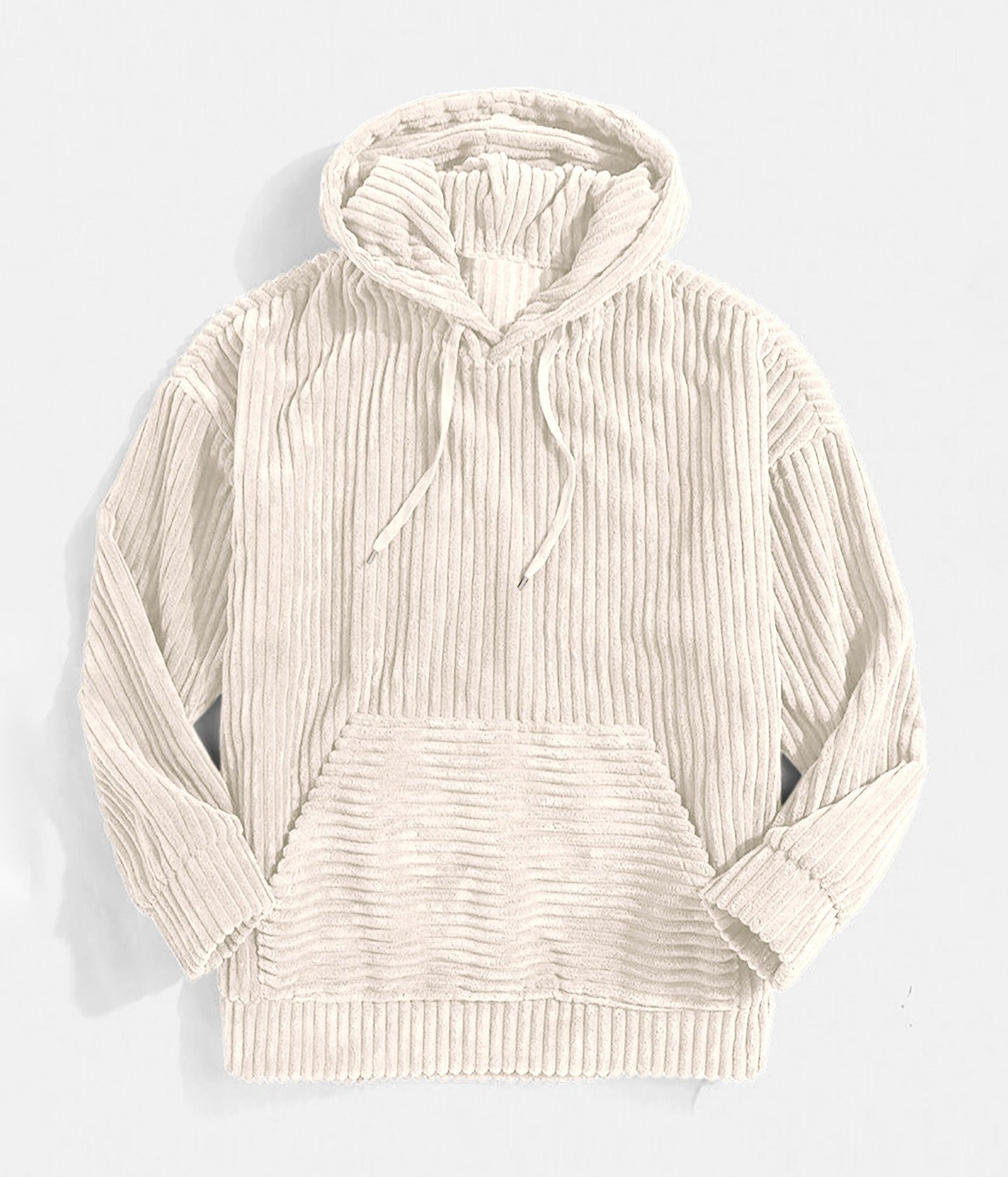 Mens Corduroy Hoodie With Hooded V Neck And Kangaroo Pocket Oversized Relaxed Fit