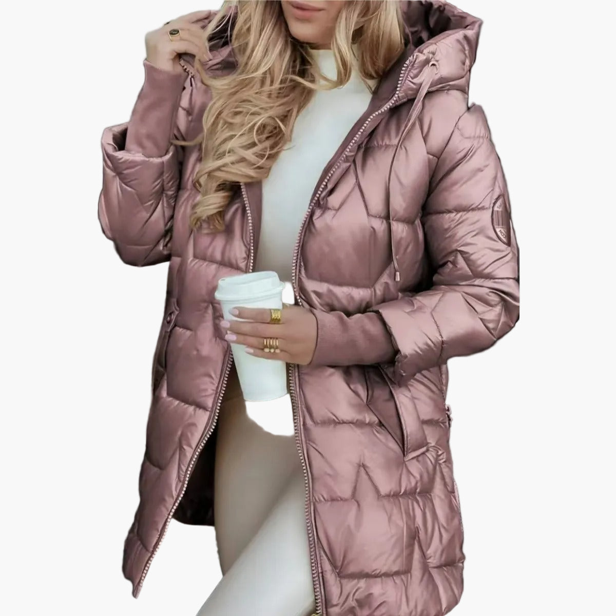 Women's quilted jacket with hood – Elegant autumn and winter coat for everyday and leisure use