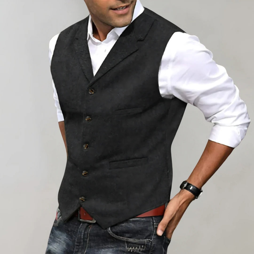 Mens Green Herringbone Pattern Formal Vest For Smart Casual And Dressier Looks Worldwide