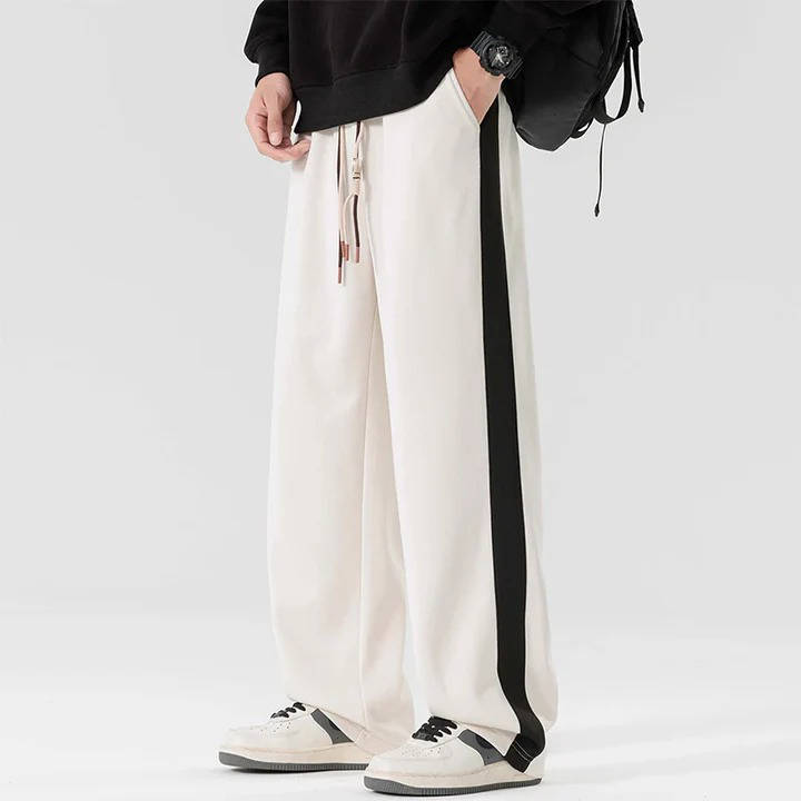 TrendAura Men's Loose Fit Sweatpants With Side Stripe Drawstring Joggers For Casual All Day Comfort