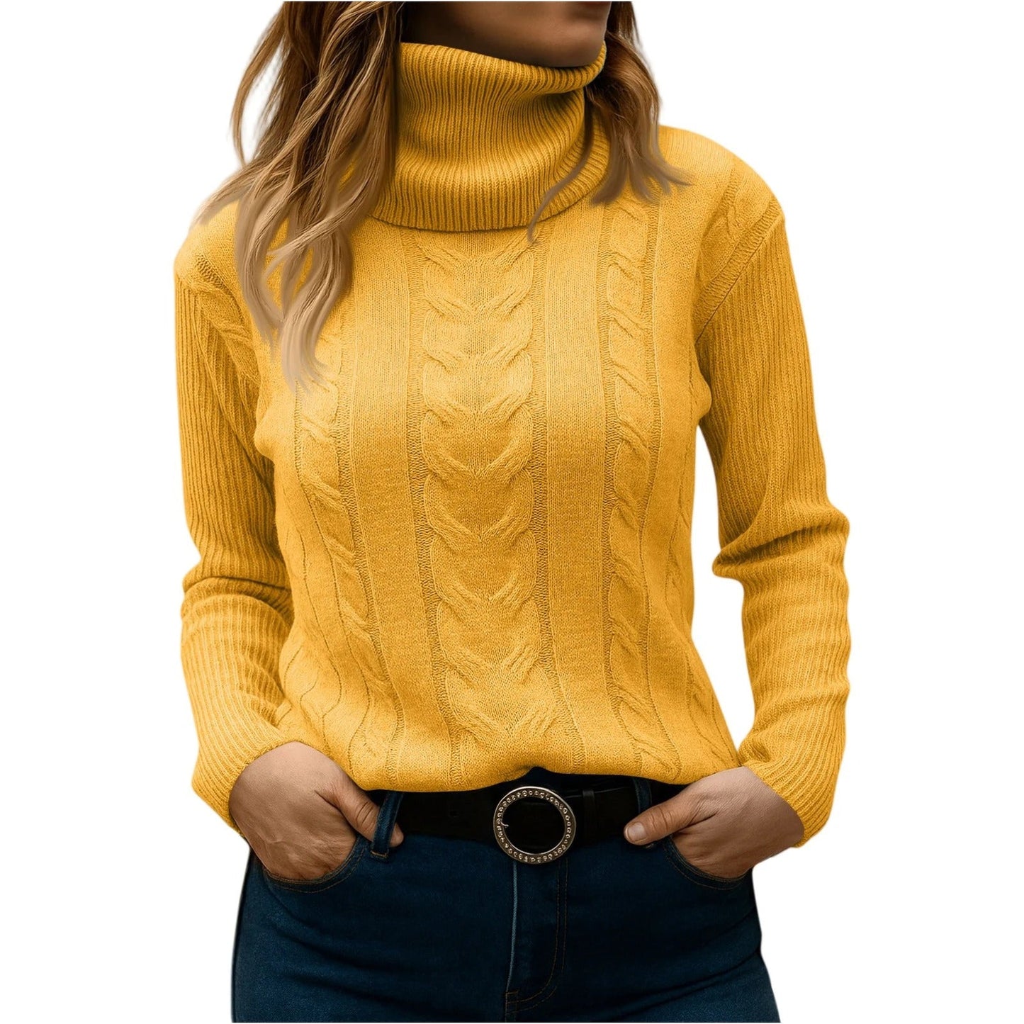 TrendAura Women's Turtleneck Sweater - Relaxed And Elegant Everyday Essential For Cozy Style