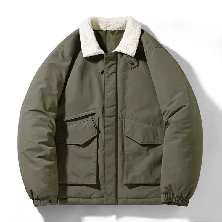 Summit Puffer Jacket With Oversized Boxy Fit And White Sherpa Collar For Fashion Forward Streetwear Fans