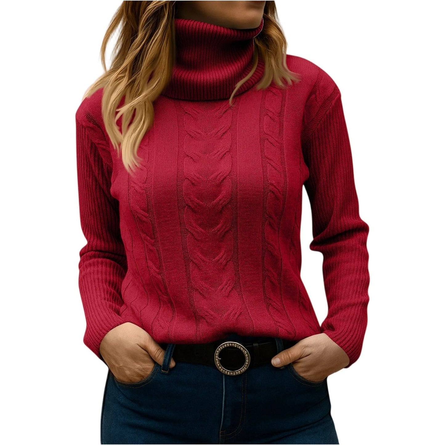 TrendAura Women's Turtleneck Sweater - Relaxed And Elegant Everyday Essential For Cozy Style