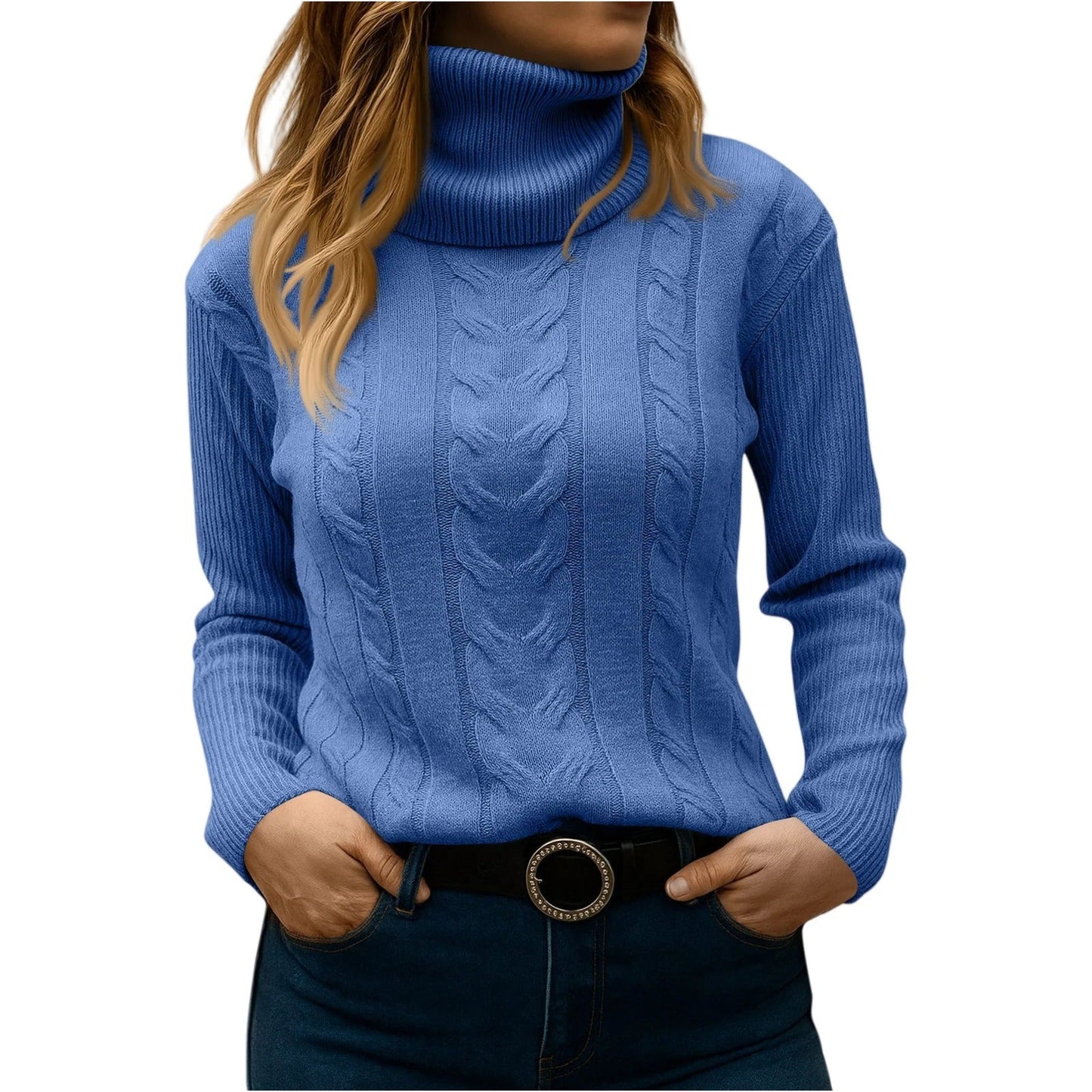 TrendAura Women's Turtleneck Sweater - Relaxed And Elegant Everyday Essential For Cozy Style