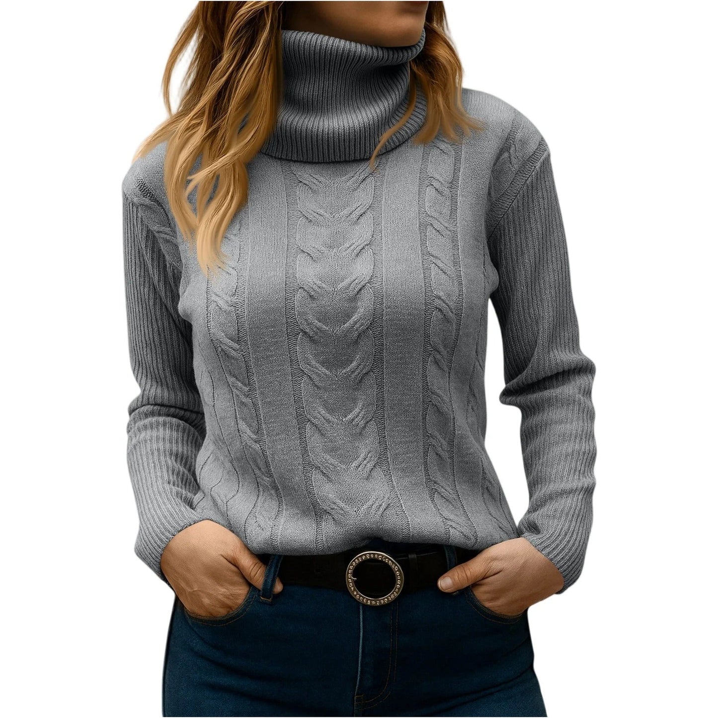TrendAura Women's Turtleneck Sweater - Relaxed And Elegant Everyday Essential For Cozy Style