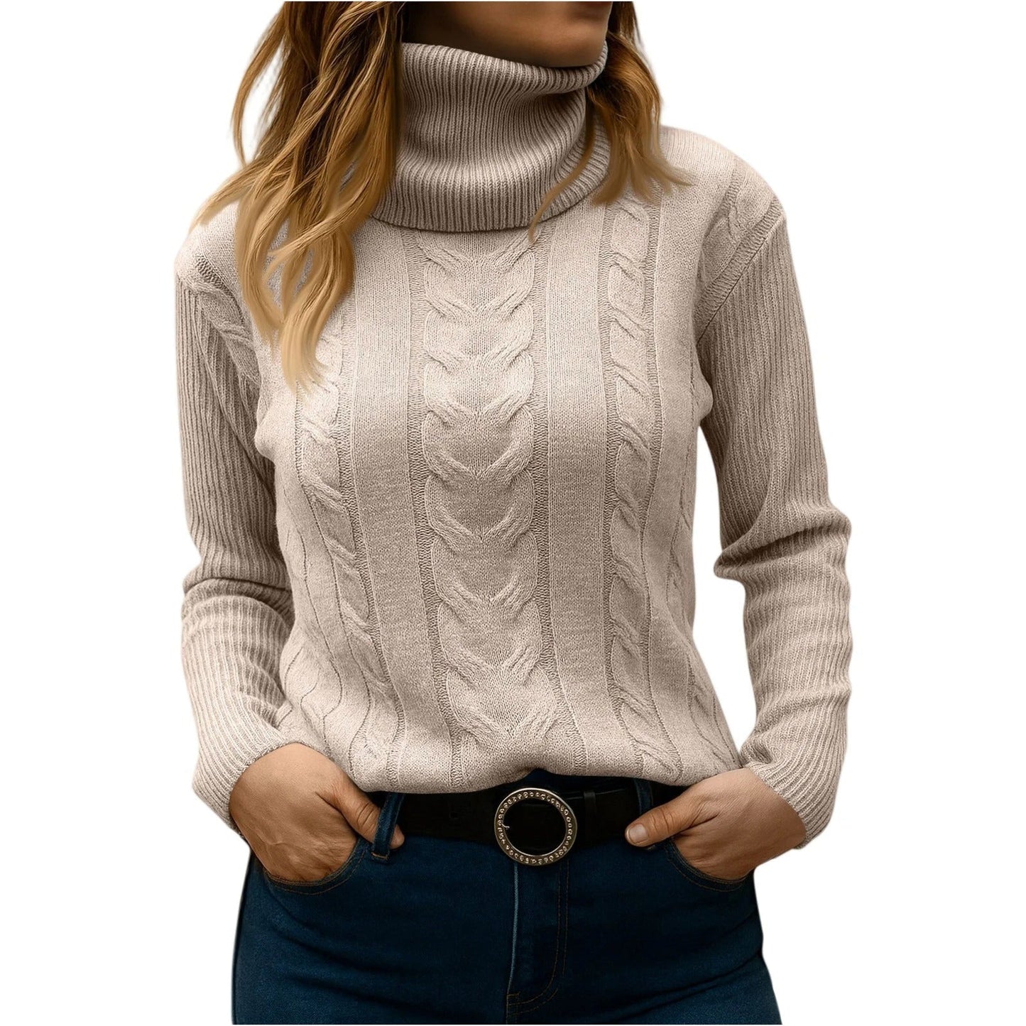 TrendAura Women's Turtleneck Sweater - Relaxed And Elegant Everyday Essential For Cozy Style