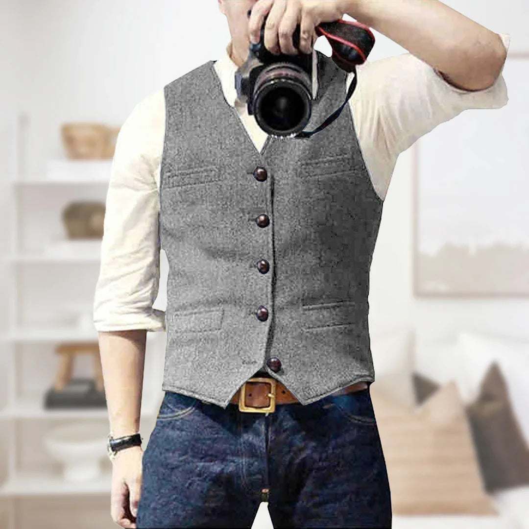 Mens Wool Waistcoat Vest For Smart Casual Style Ideal For Brunch And Casual Evenings By TrendAura