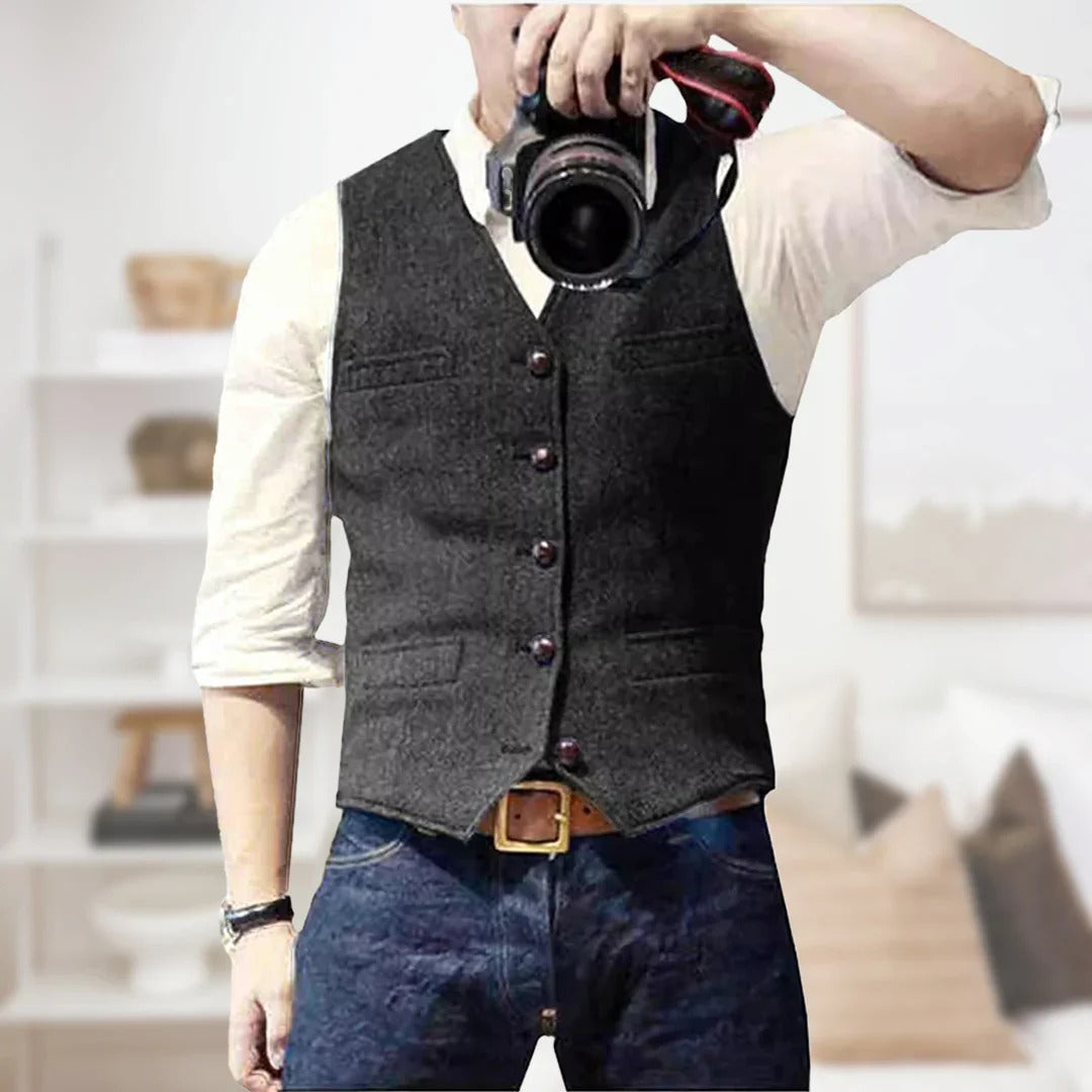 Mens Wool Waistcoat Vest For Smart Casual Style Ideal For Brunch And Casual Evenings By TrendAura