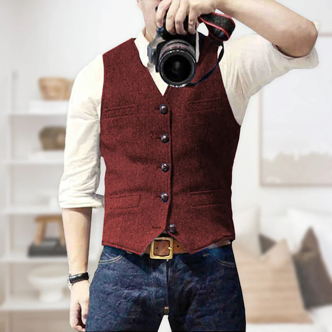 Mens Wool Waistcoat Vest For Smart Casual Style Ideal For Brunch And Casual Evenings By TrendAura