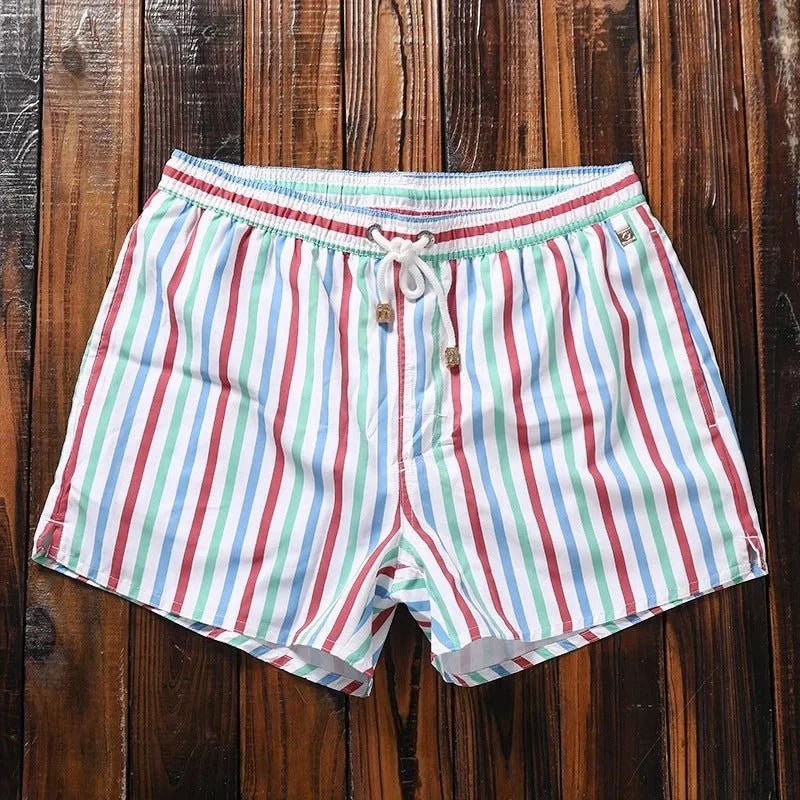 Striped Mens Swim Shorts By TrendAura Quick Dry Beach Trunks With Drawstring Comfort Fit